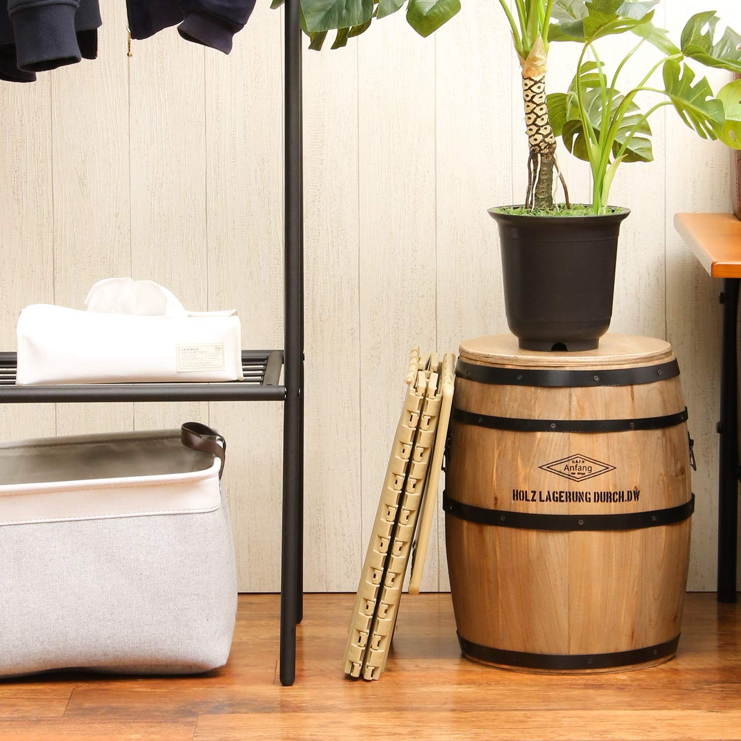 不二貿易(Fujiboeki)収納ボックスキャンプ用ゴミ箱折りたたみ椅子アウトドアチェア幅32cmサンドベージュ耐荷重80kg86102