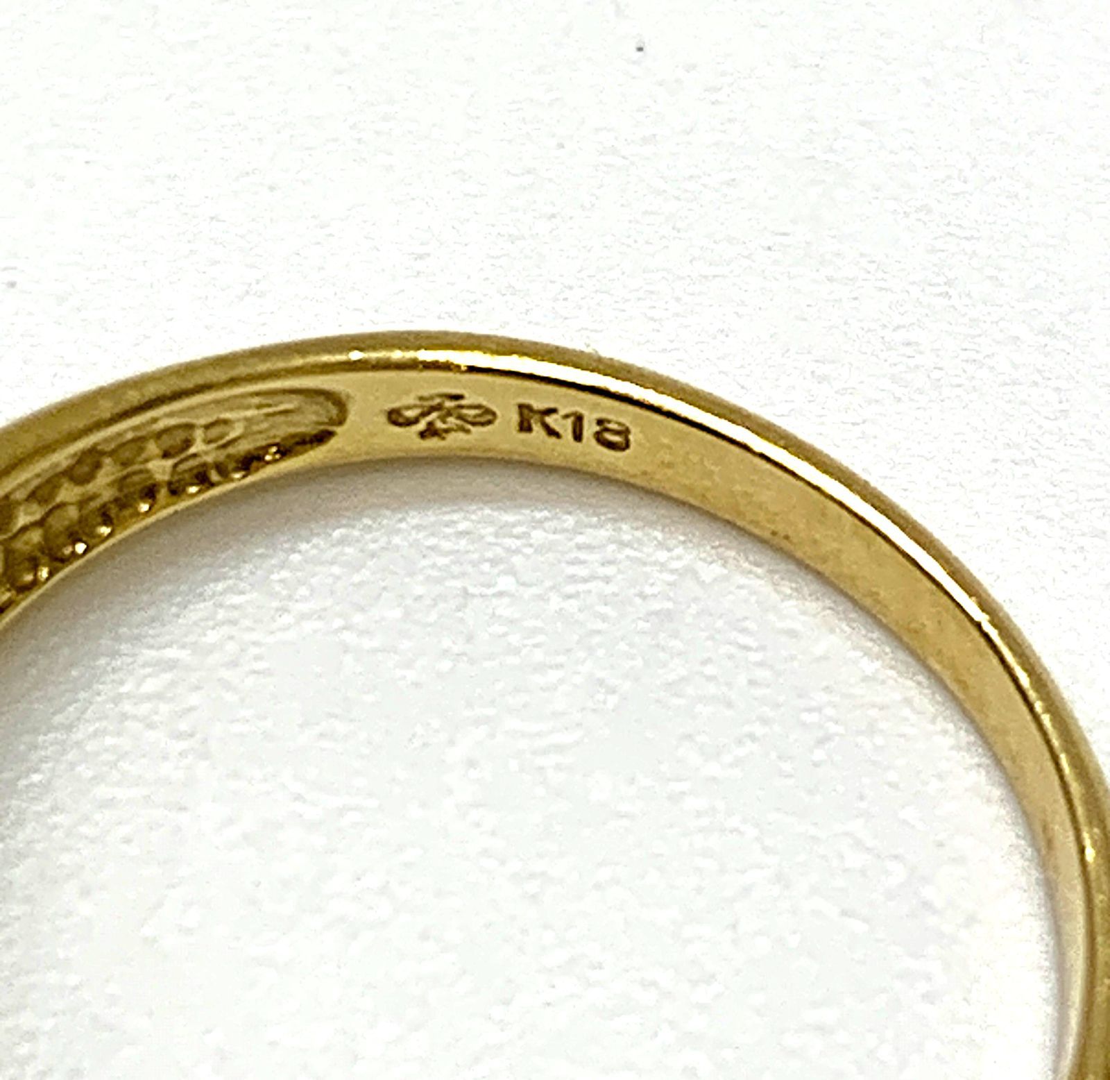 K18 ダイヤモンド 総計 0.08ct リング 指輪 ＃11 ゴールド系 2.6g 