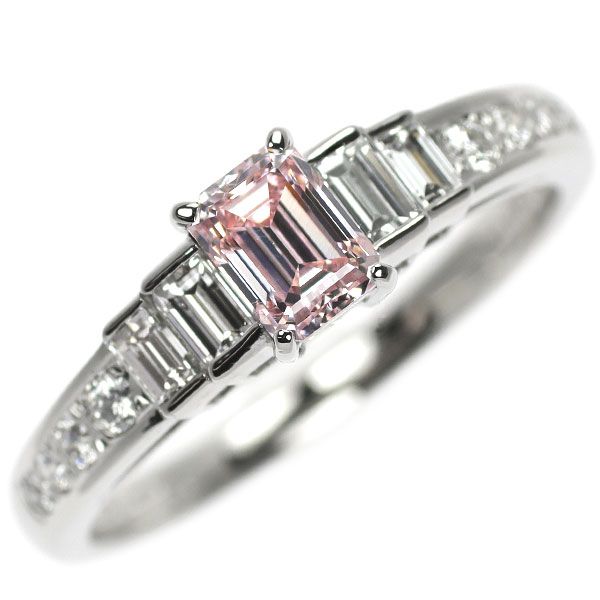 ミキモト 希少 Pt950 エメラルドカット 天然ピンク ダイヤモンド