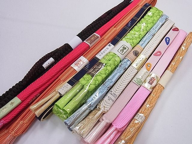 平和屋2■和装小物 帯締め全て未使用10本 礼装用 笹浪組 本場琉球絣 金糸 三越扱い 逸品 未使用 ih454