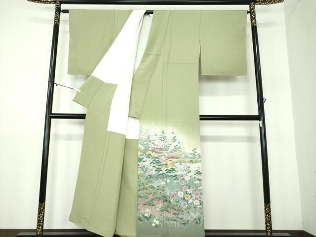 平和屋着物 京友禅作家 外池雅峰 色留袖 飛鶴風景花文 暈し染め 正絹 DAAY1438ps