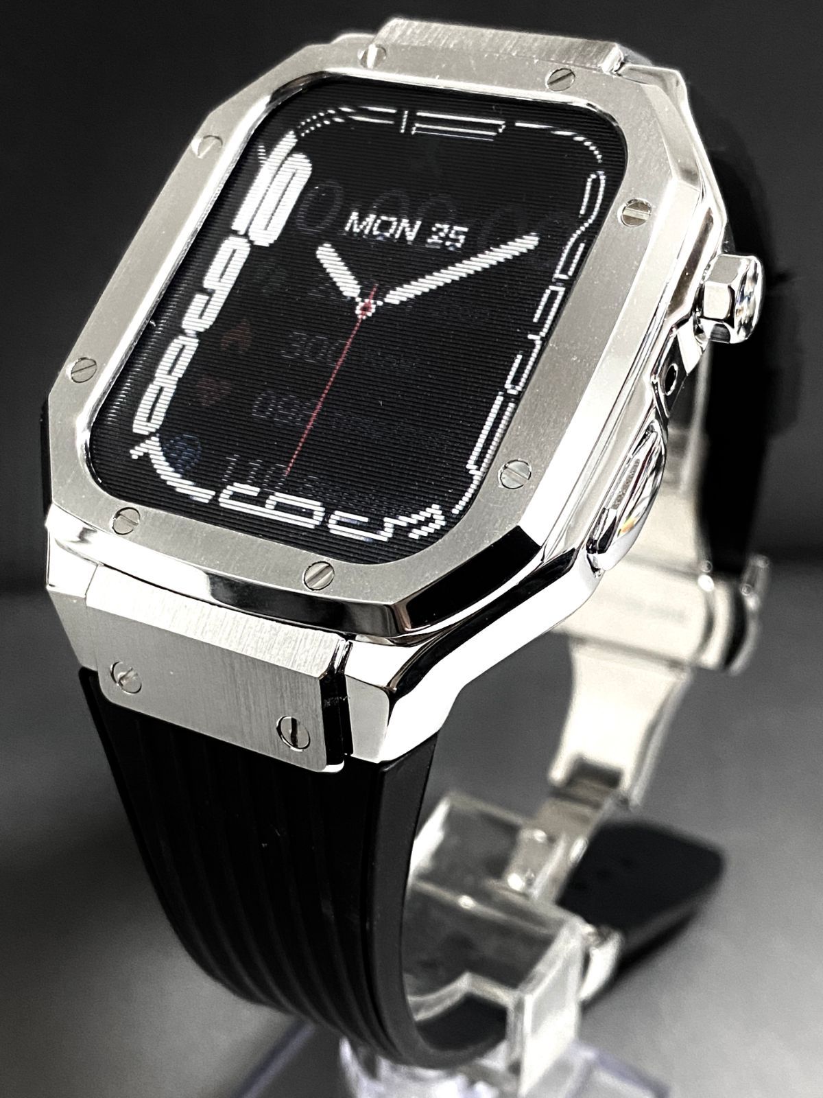 RM-2 シルバー apple watch メタル カスタムケース - 時計