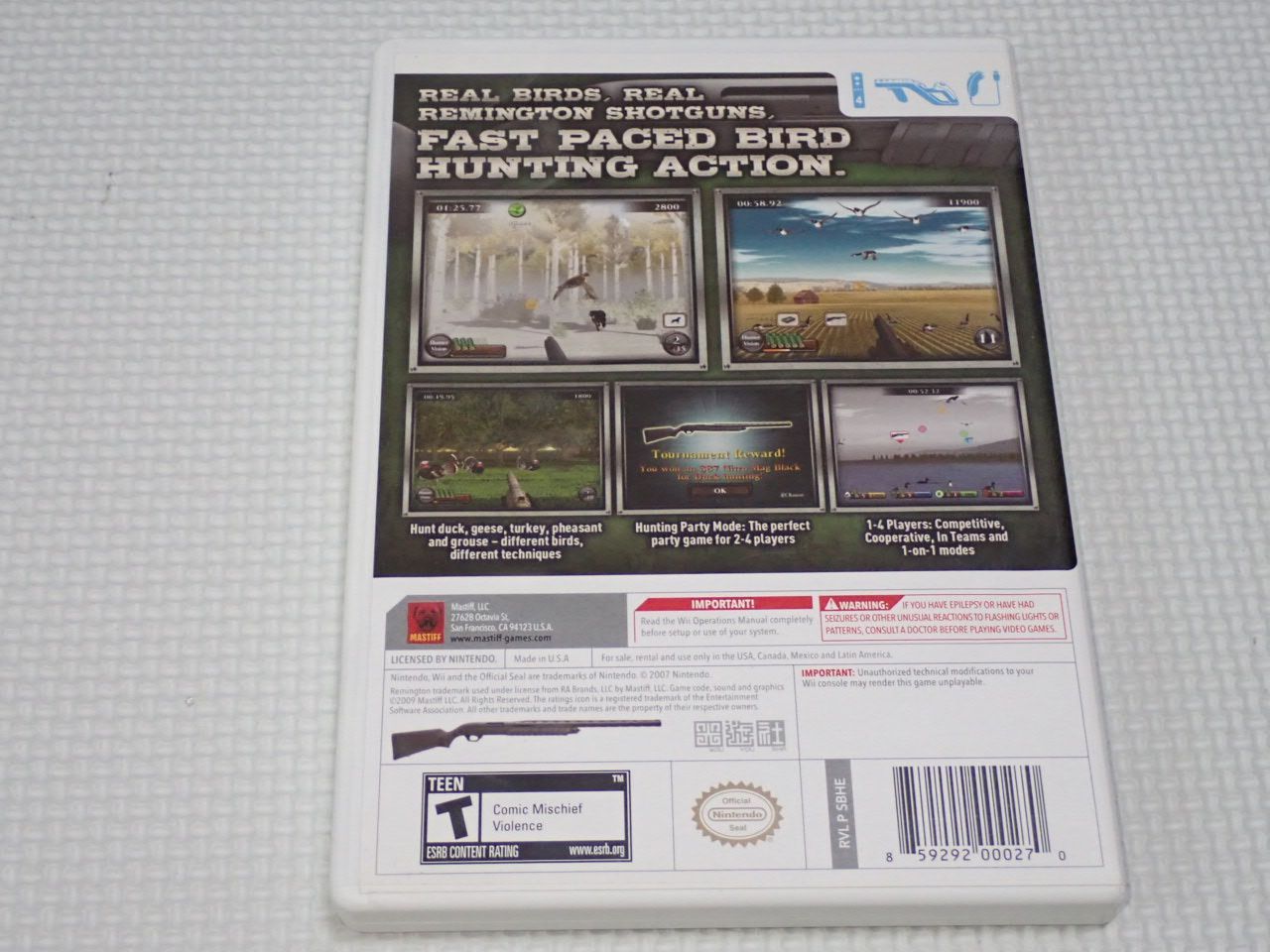 Wii★REMINGTON GREAT AMERICAN BIRD HUNT 海外版 北米版★箱付・説明書付・ソフト付★動作確認済