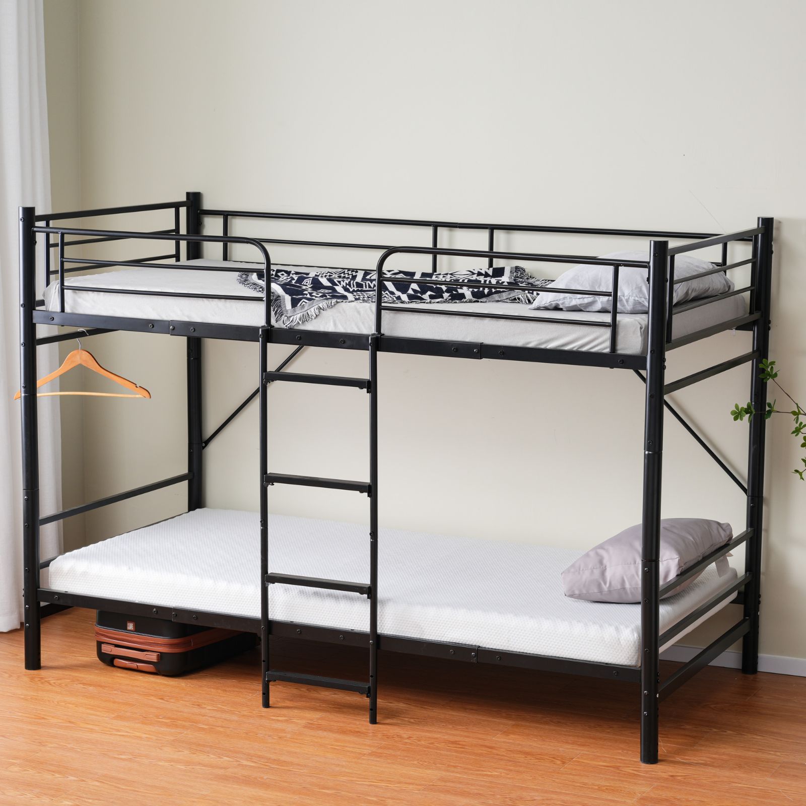 二段ベッド 二段ベッドパイプ 耐震 子供ベッド 子供部屋 社員寮 学生寮 ブラッ 二段ベッド シングル スチール 耐震 収納 分離可能 パイプベッド