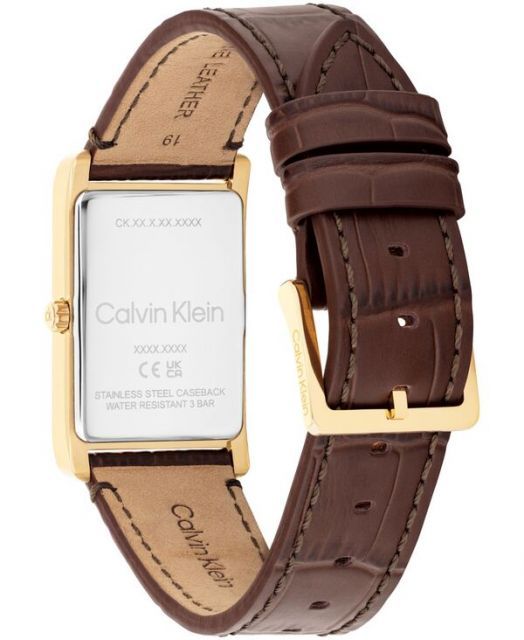 送料無料 カルバンクライン メンズ 腕時計 アクセサリー Men s Dapper Brown Leather Strap Watch 24mm Brown