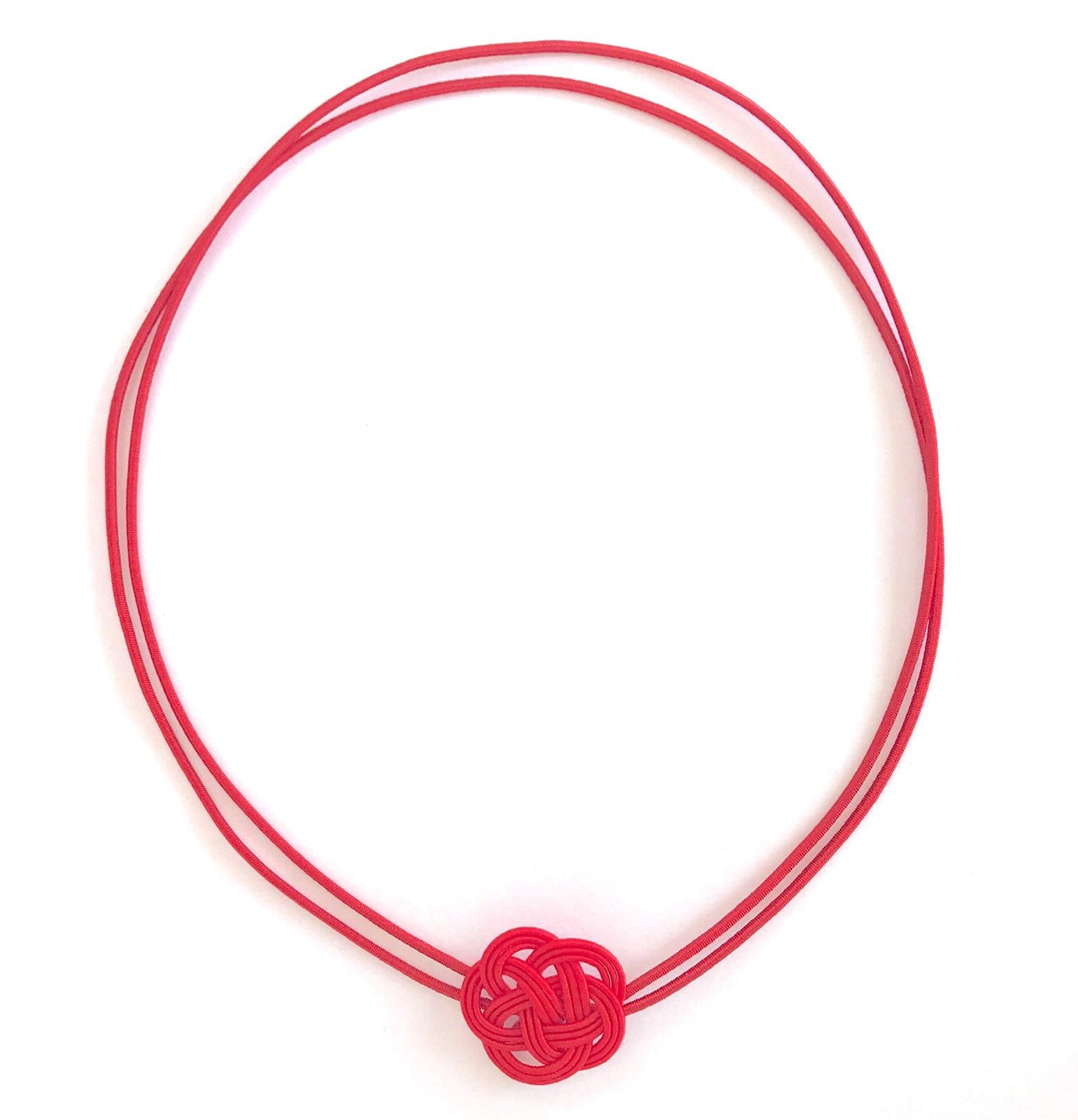 新着商品 100個入 ゴム紐付 水引紐3本赤の梅結び 飾り ゴムの円周40cm 2つ輪 ギフト-プレゼント用和風パッケージ ラッピング 包装 資材