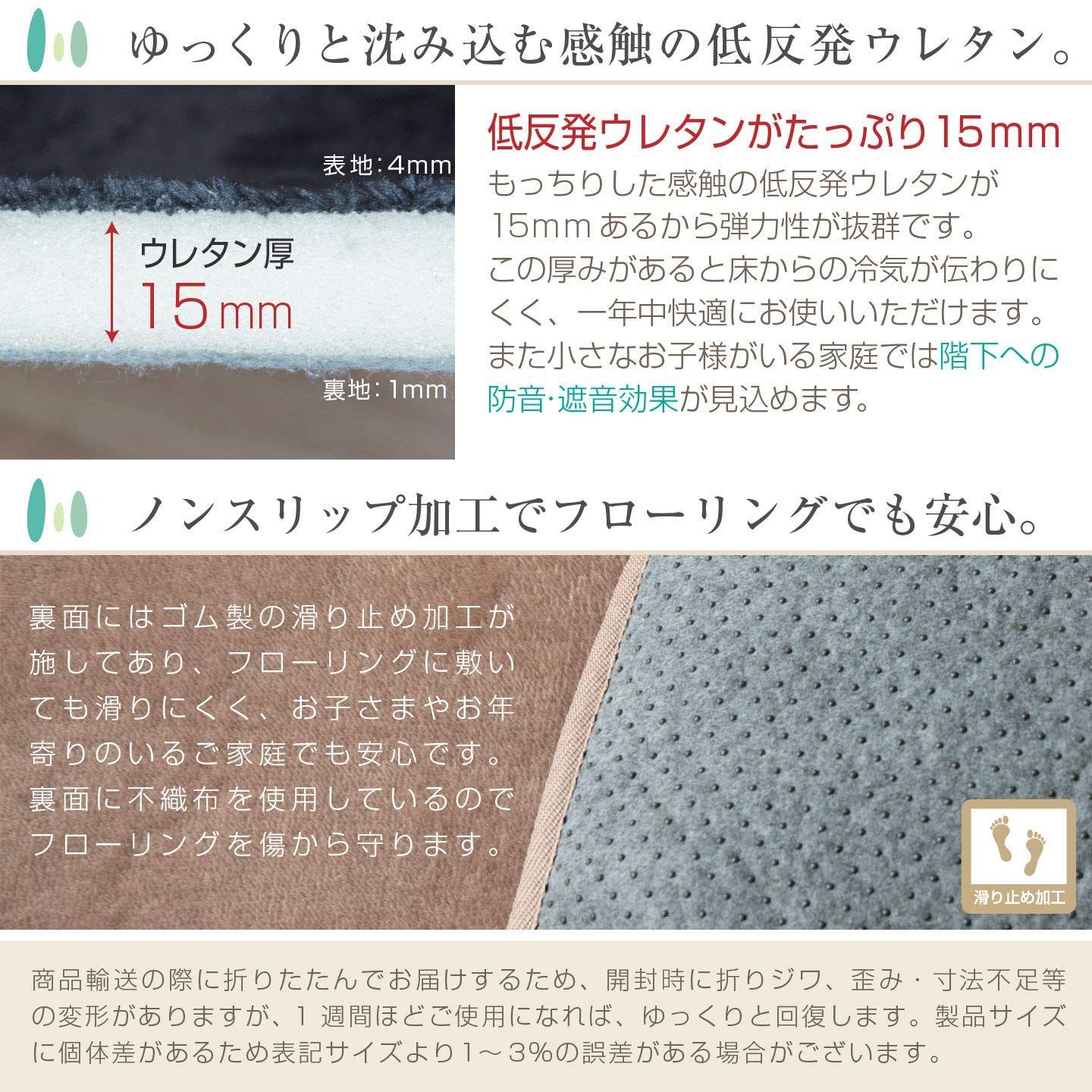 在庫処分】低反発 リプラクオール ラグ フランネル 約200×300cm ムジ柄