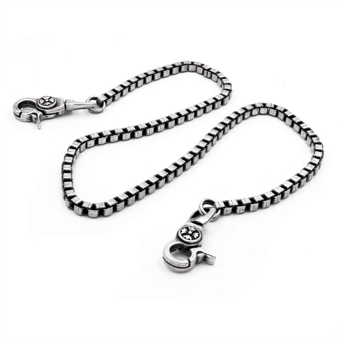 人気商品】ビンテージ シルバーシンプル四角ウォレットチェーン