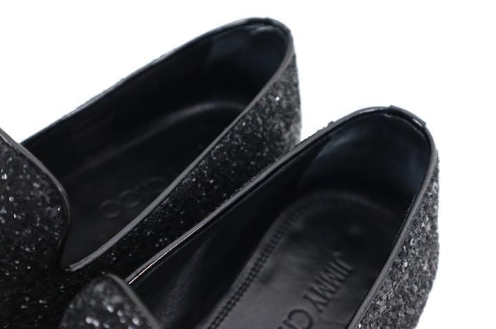 JIMMY CHOO ジミーチュウ Black コースグリッター ファブリック