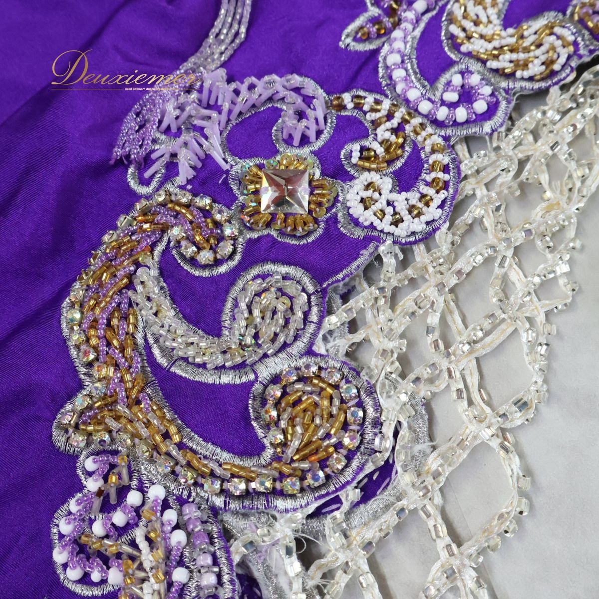 ベリーダンス用 オリエンタル衣装】パープル系 ラインストーン ビーズ