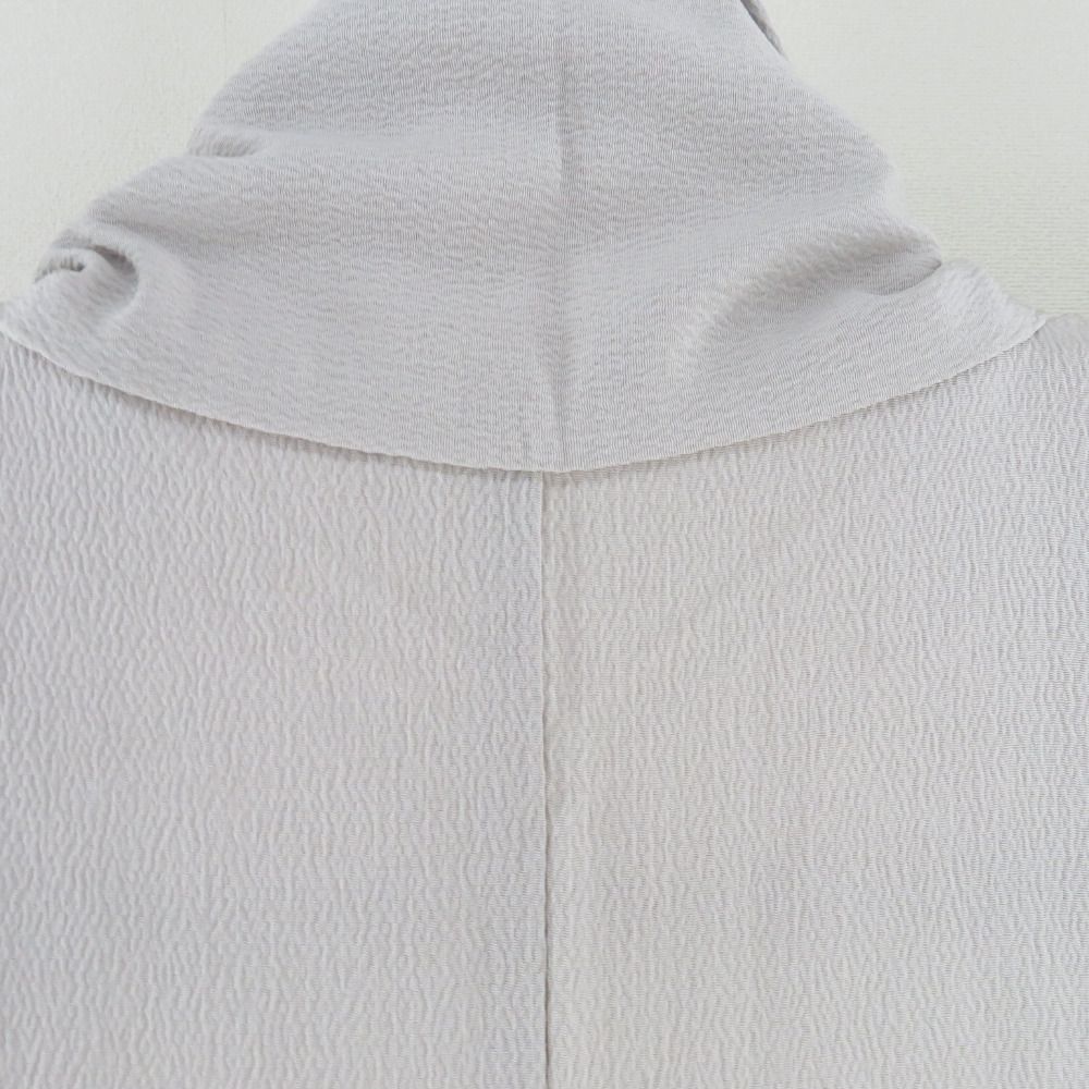 訪問着 縞に唐花文様 グレー色 紫ぼかし 袷 広衿 正絹 紋なし 仕立て