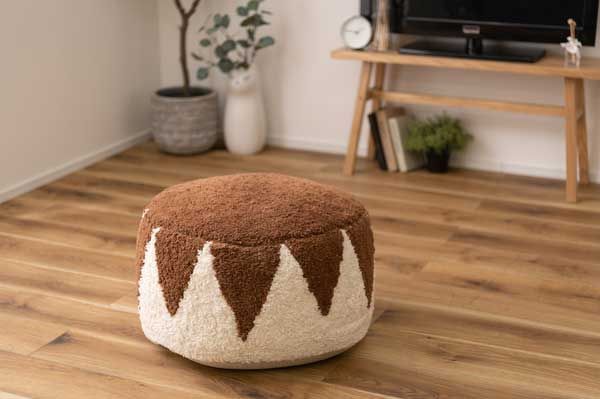 発泡ビーズのビッグクッションスツール ラウンド 約φ50×H36cm No.001 ブラウン