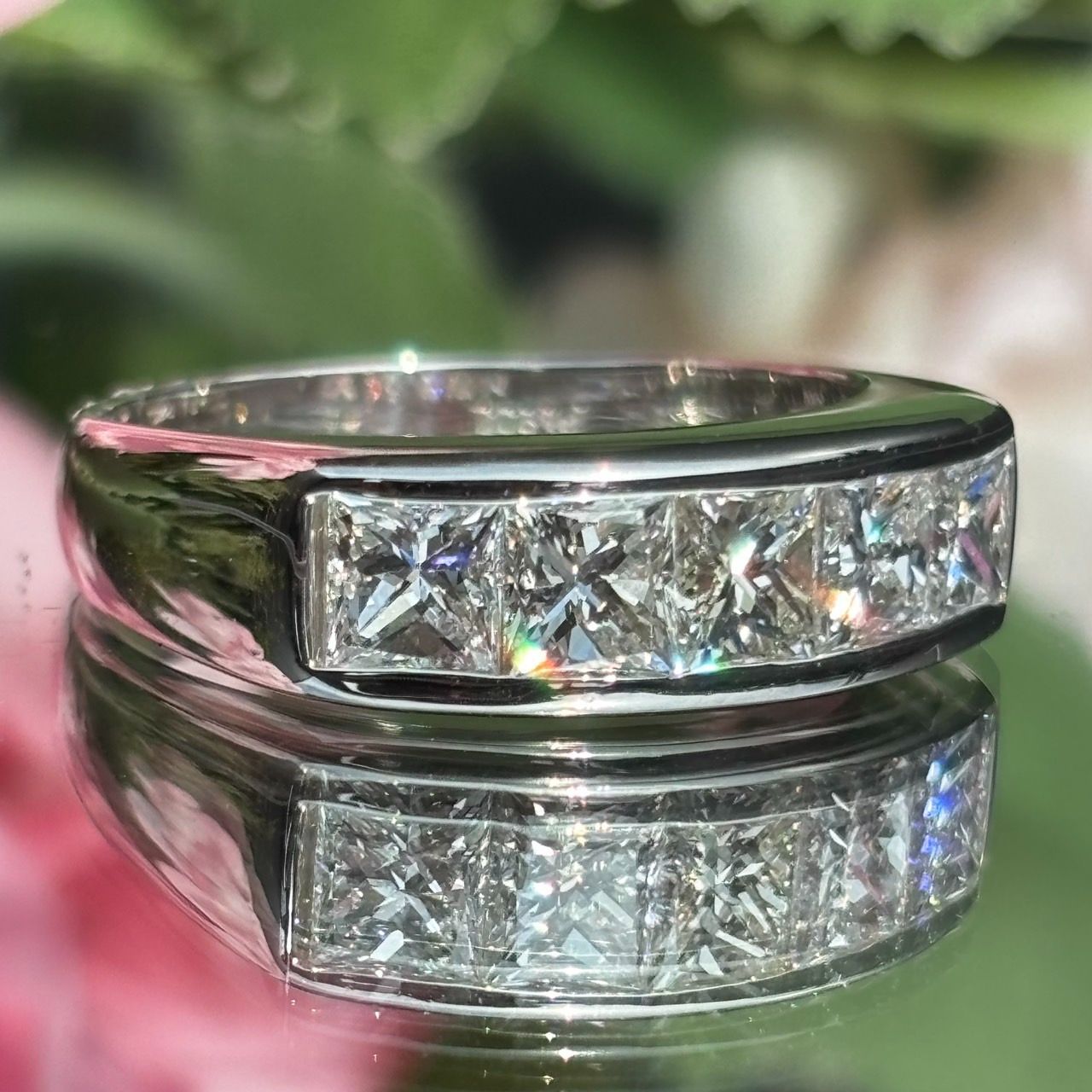 値下げしました❗️PT900プリンセスカット1ct１文字ダイヤモンドリング 限定品大特価】pt900 pt950【1.0ctUP】プリンセスカット