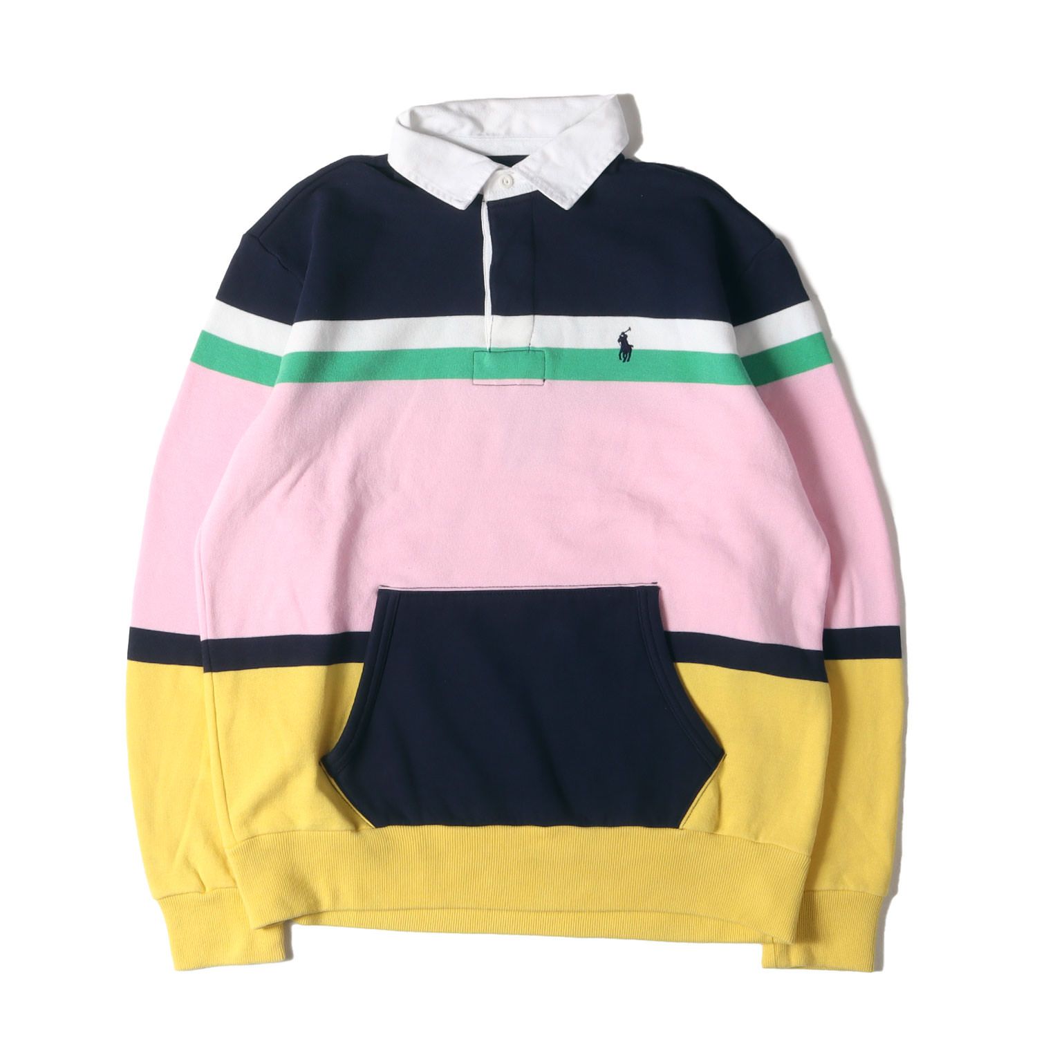 POLO Ralph Lauren ポロ ラルフローレン サイズ:M 22SS マルチボーダー スウェット ラガーシャツ ピンク ネイビー イエロー トップス 長袖【メンズ】