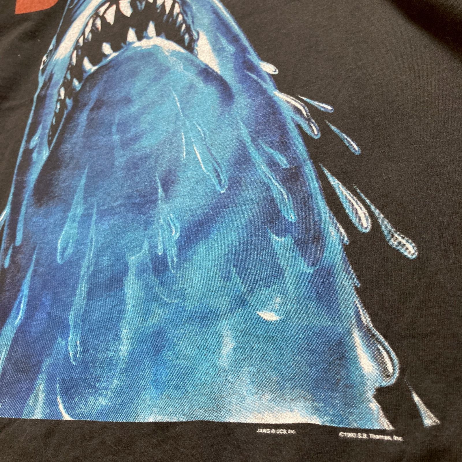 db様フォロー割XL★ONEITA製★93年映画ジョーズ★名作ムービーTシャツ黒 mm] BFSQ ムービー Tシャツ 古着 黒 ジョーズ JOES サメ