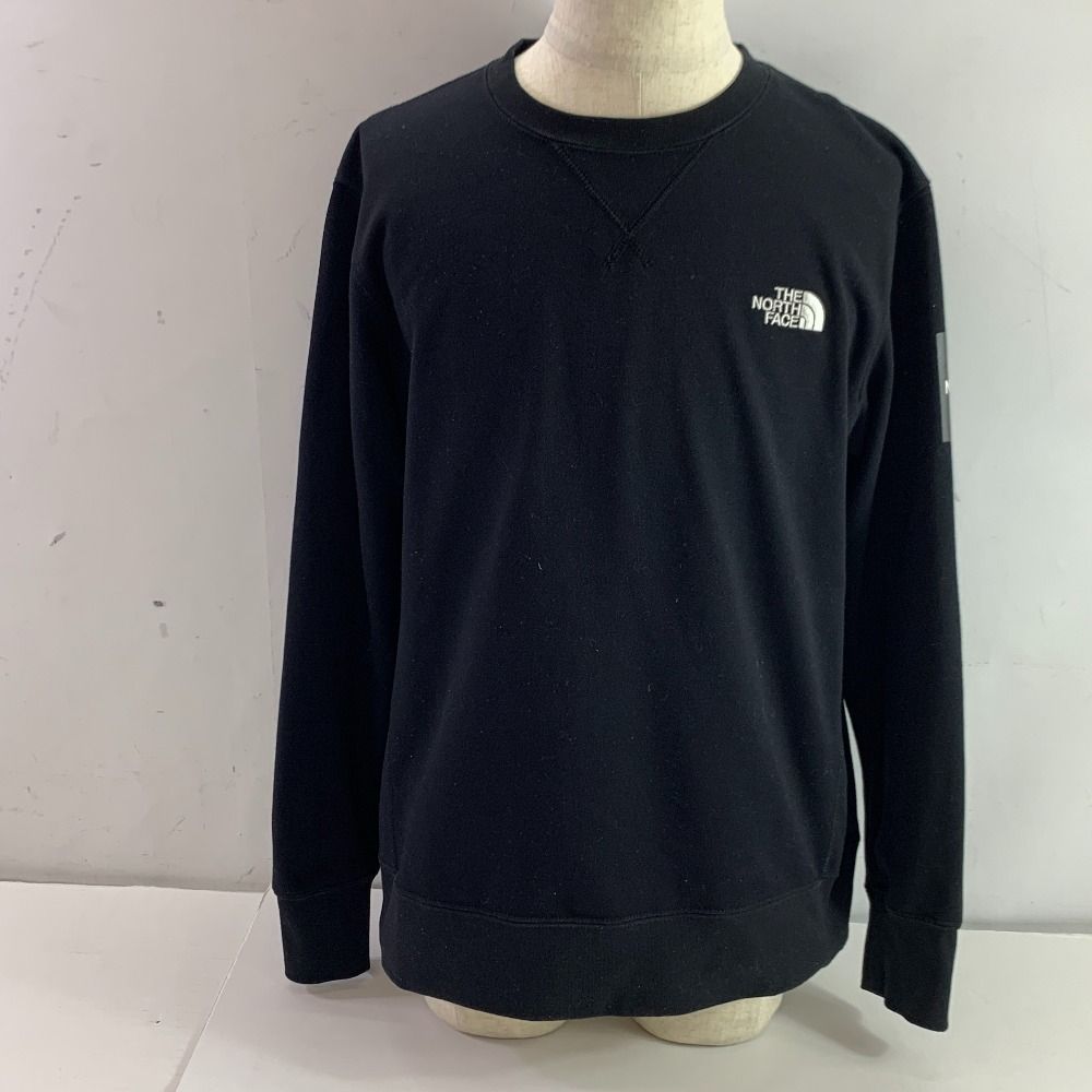 04w2544※【中古】THE NORTH FACE ザ・ノースフェイス NT11954 SQUARE LOGO CREW スウェット トップス XLサイズ ブラック【八王子店】