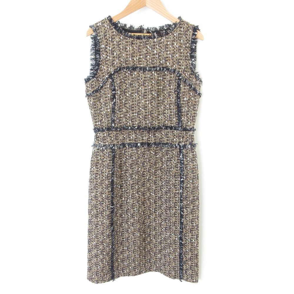 美品 TORY BURCH トリーバーチ ノースリーブ ツイードワンピース