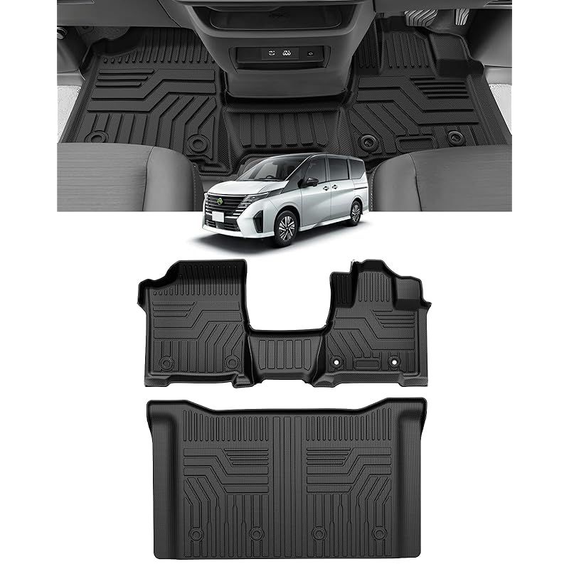 Cartist ニッサン 新型 セレナ C28 フロアマット セカンドマット 7人乗り ハイブリッド専用 立体タイプ 3Dフロアマット 立体構造 立体カーマット 車用 SERENA C28 e-power 2023年4月～現行 防水 滑り防