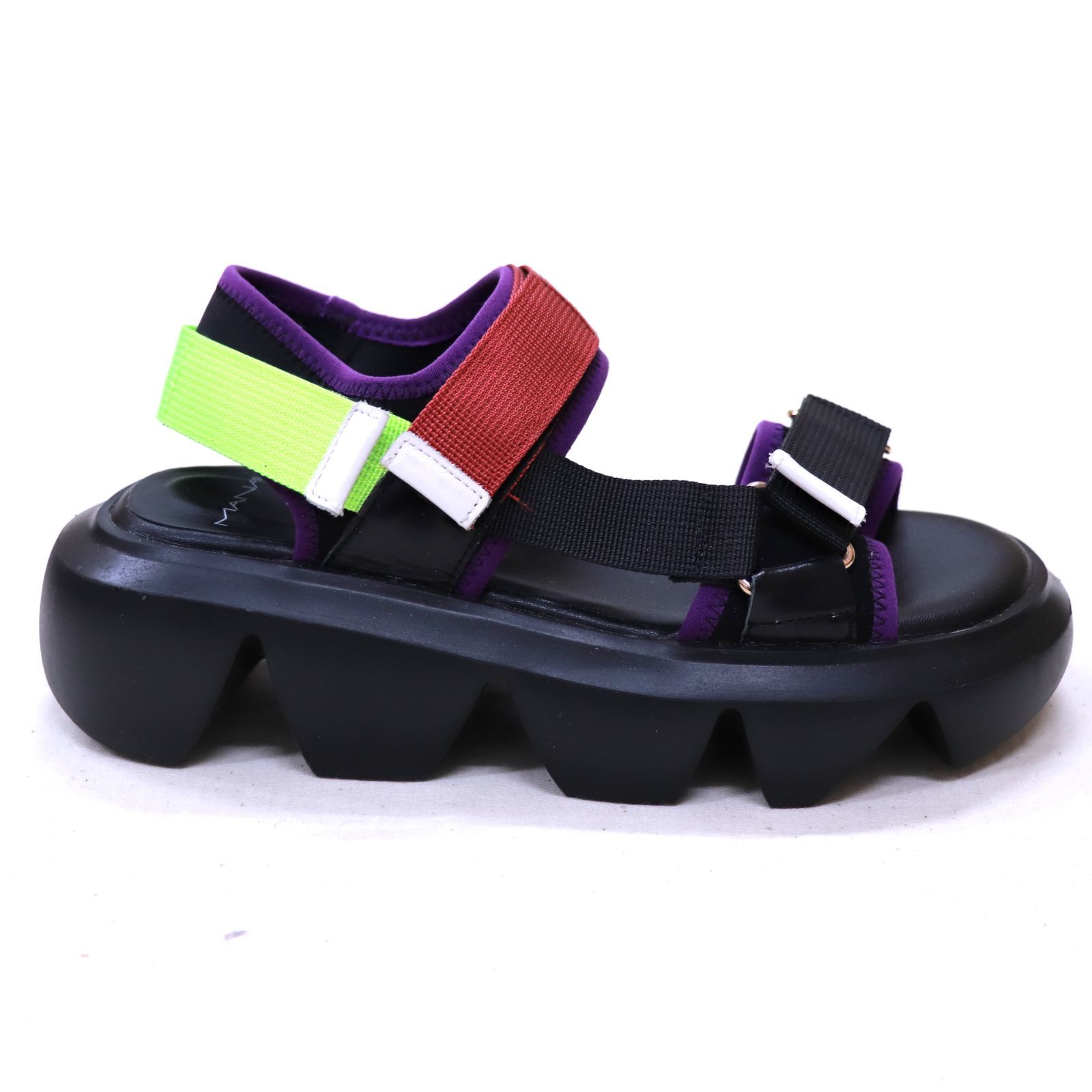 MANA マナ カラーベルクロサンダル 36 BLACK/COMBI - メルカリ