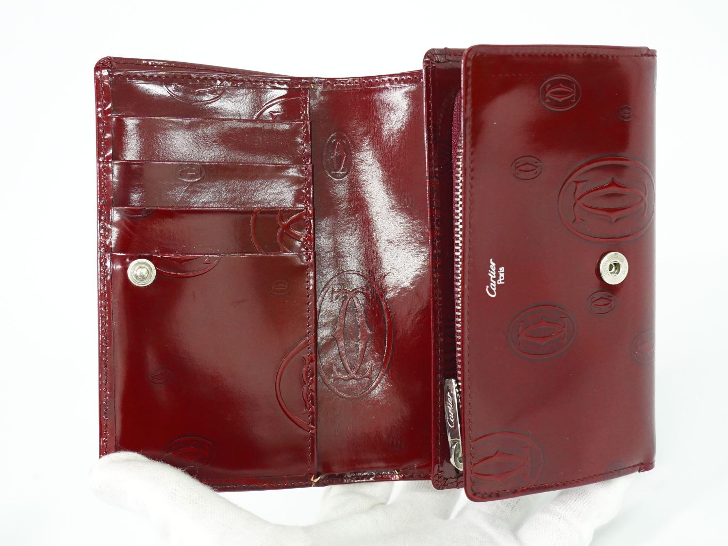 箱付 Cartier カルティエ ハッピーバースデー エナメル 二つ折り財布