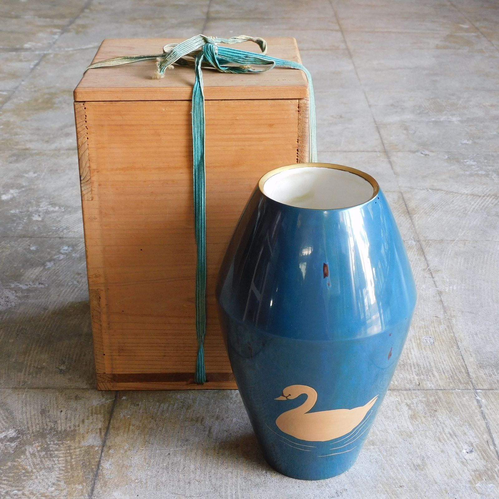 七宝 白鳥図 花瓶 HK-a-05196 | 古道具 アンティーク 銅製 花器 き