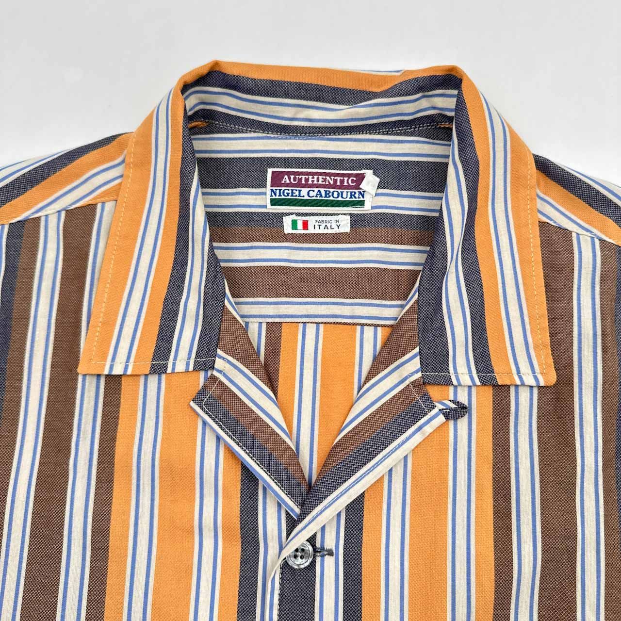 90s NIGEL CABOURN アングローバル期 イタリア製生地 ストライプ 開襟 
