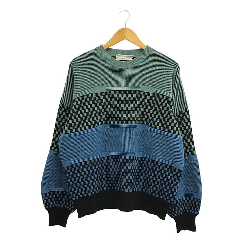 【美品】  Cristaseya / クリスタセヤ | 2022AW | Cashmere Jacquard Knit | XL | ブルー | メンズ