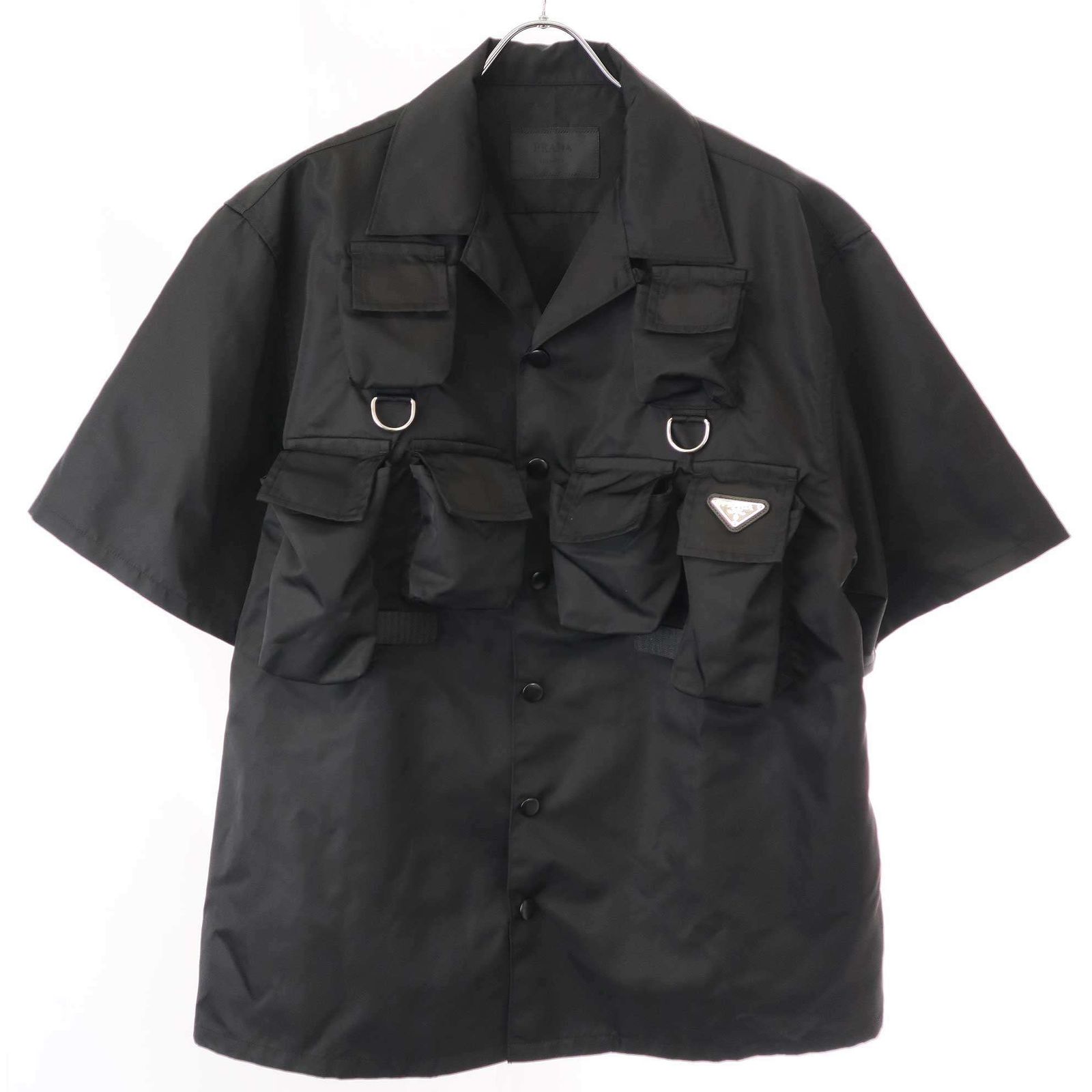 PRADA プラダ ナイロン 半袖シャツ PRADA プラダ 24SS Re-Nylon Triangle Logo Multi Pocket Short
