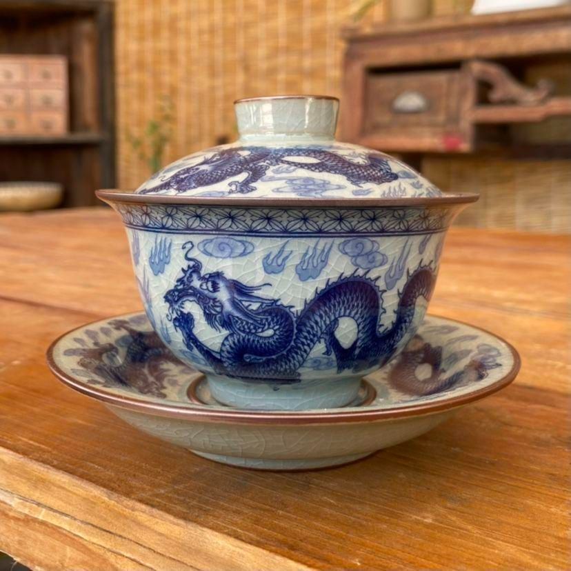 青花九龍紋蓋碗 中国茶器