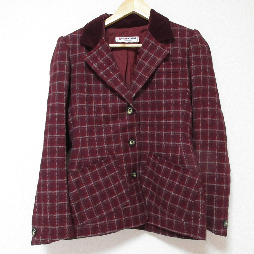 超美品Yves Saint 華美 Laurent チェック柄 セットアップ ビンテージ