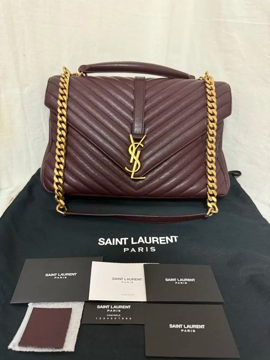YVES SAINT LAURENT イヴ サンローラン カレッジ サッチェルバッグ ラージ 金具