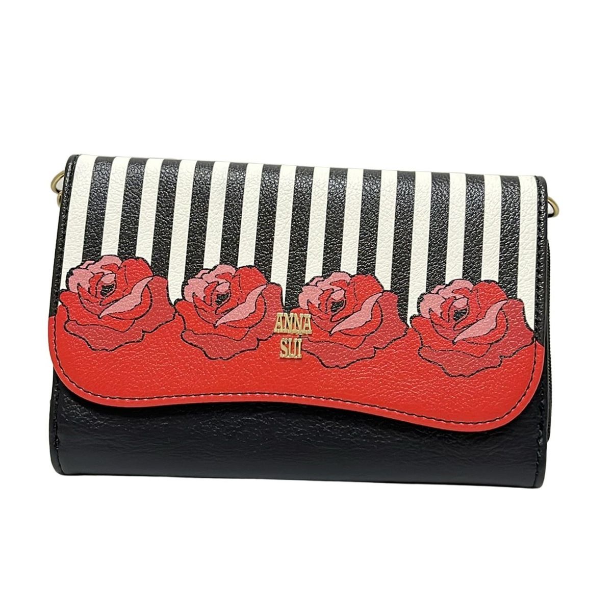 ANNA SUI(アナスイ) 財布 - 黒×白×マルチ ショルダーウォレット ANNA SUI(アナスイ) 財布 - 黒×白×マルチ ショルダーウォレット