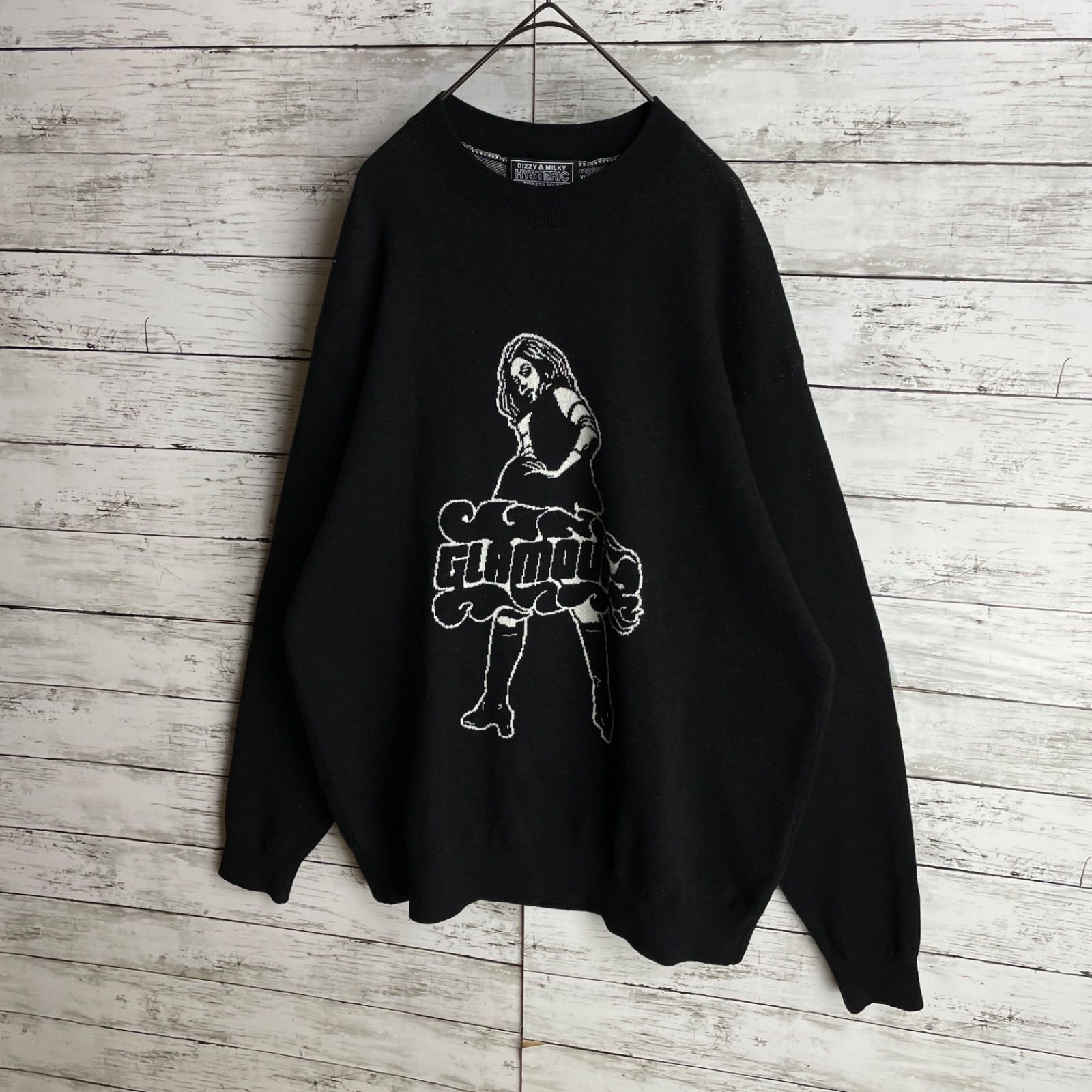 【希少L】HYSTERIC GLAMOUR ヴィクセンガール ニット ブラック 希少XLサイズ】ヒステリックグラマー☆ヴィクセンガール ロゴ ニット