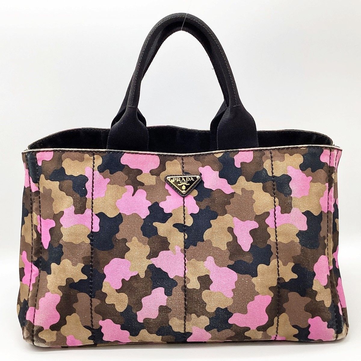 中美品 PRADA プラダ カナパ トートバッグ バッグ カモフラ柄 迷彩柄 