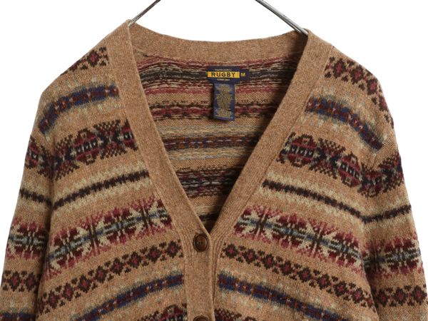 参考価格 なクーポン配布中! ラグビー ラルフローレン 総柄 ニット カーディガン レディース M | 古着 ポロ 前開き 羽織り ラム メリノ ウール セーター フェアアイル 高貴な