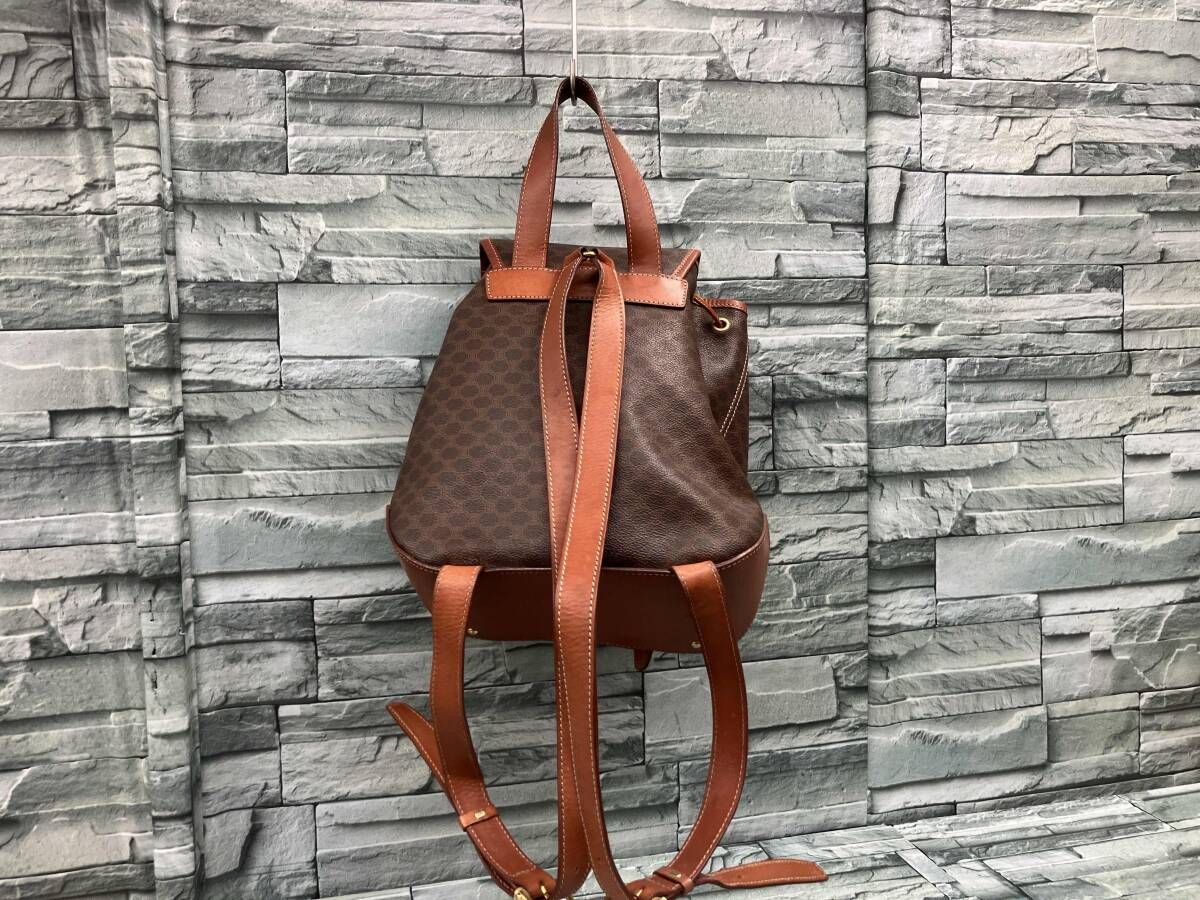 CELINE マカダム柄 リュック バッグ セリーヌ ブラウン
