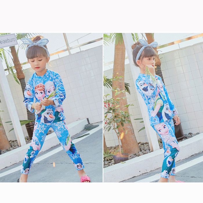 アナと雪の女王☆大人気！可愛いエルサ・アナラッシュガード上下セット 