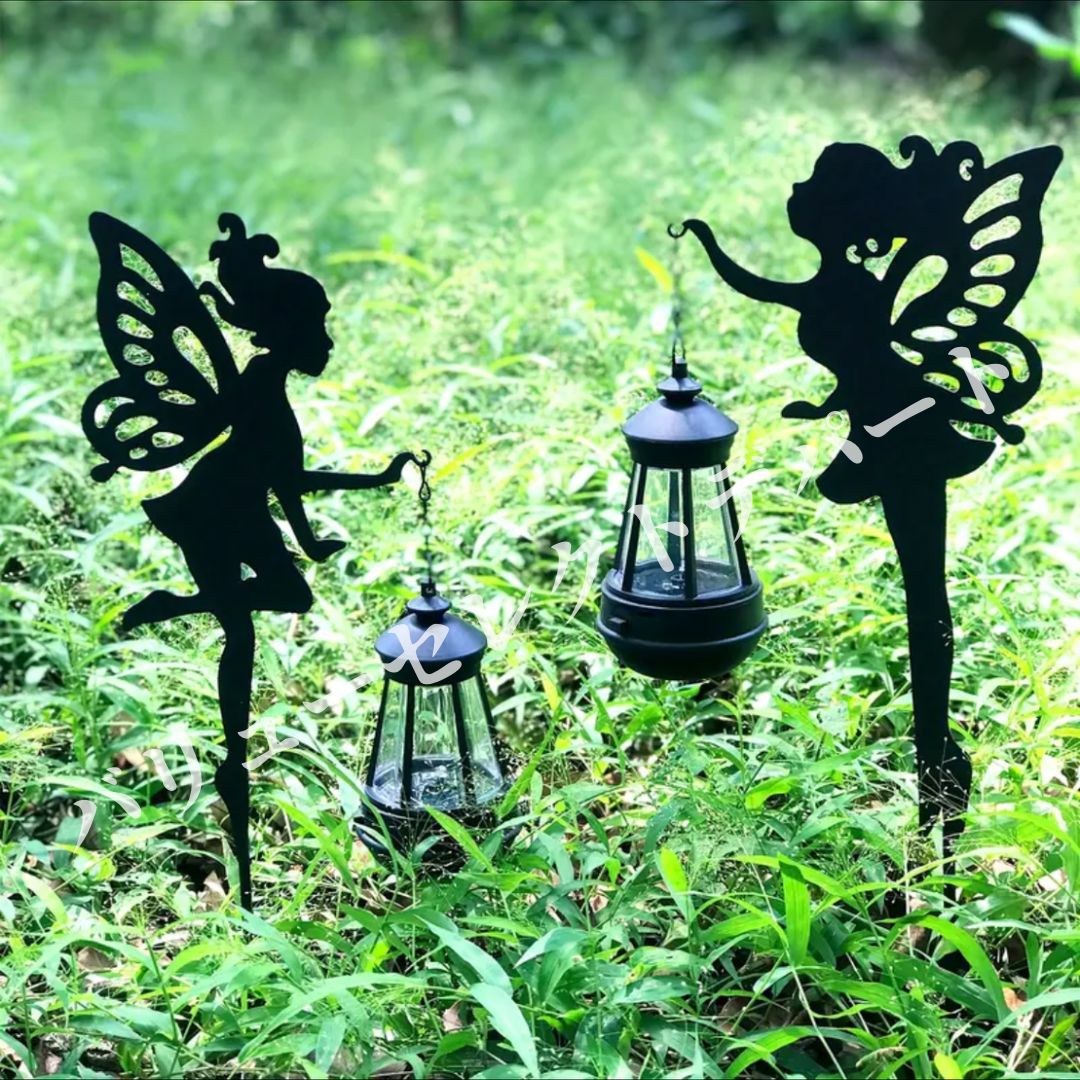 ガーデンライト ソーラー 2個セット ステーク 付き フラワー フェアリー LED 照明 芝生 フェンス 小道 パティオ 屋外 装飾用 エルフ ライト ソーラー電源 自動点灯 ガーデン デコレーション フィギュア 夜間 ライトアップ フェアリーライト