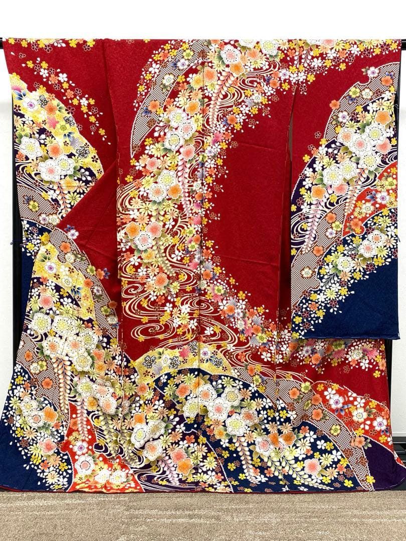 振袖 仮絵羽 辻ヶ花 金駒 金彩 銀通し舞台衣装 正絹 未仕立て品 八掛