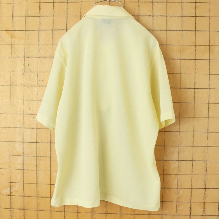古着 ビンテージ 80s ポリシャツ イエロー ゴールド デッドストック 70s 80s USA JCPenney ポリニット ポロシャツ メンズL イエロー