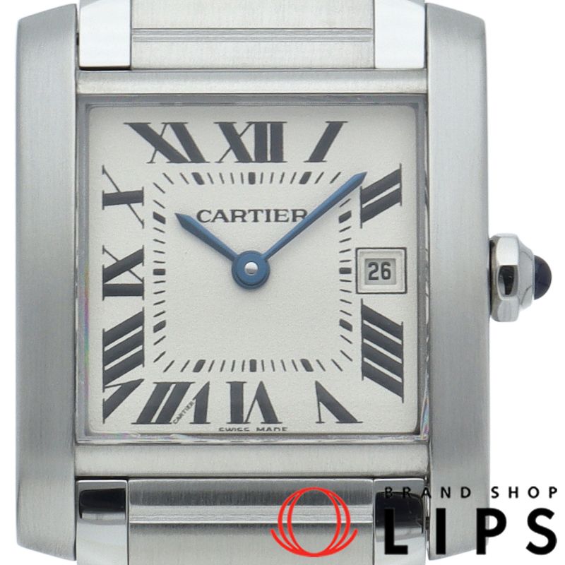 カルティエ タンクフランセーズMM デイト ウォッチ W51011Q3 SS ユニ  