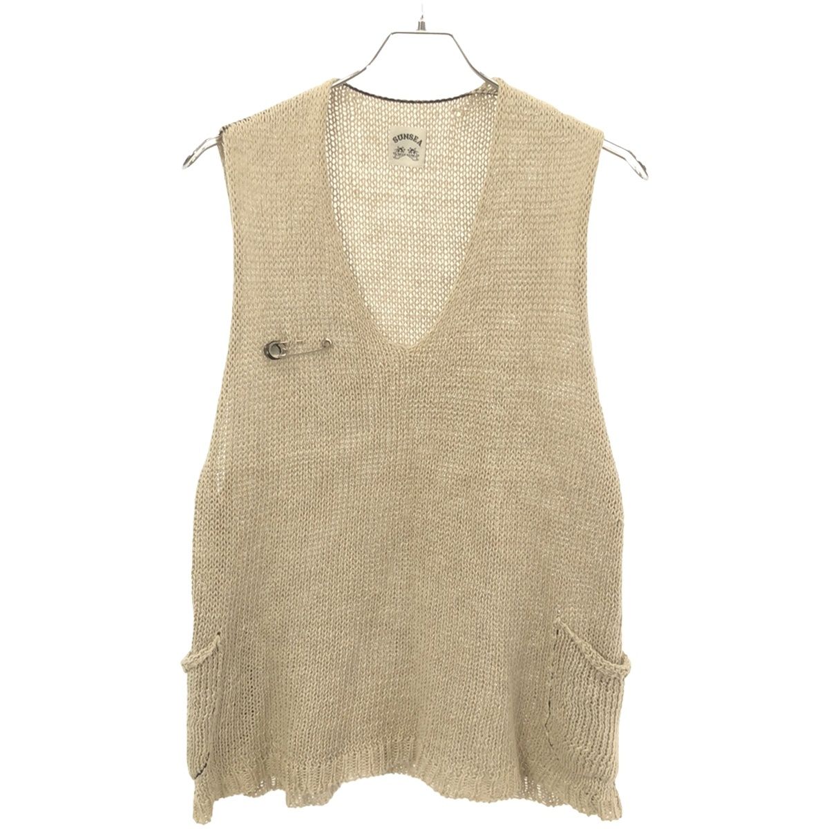 SUNSEA サンシー 17SS LINEN VEST リネンニットベスト 17S61 ベージュ 