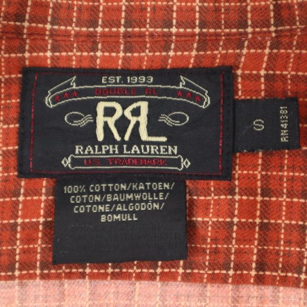 RRL 90s 初期黒タグ 赤三ツ星 チェック 長袖 シャツ S ダブルアール