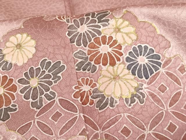 平和屋着物□訪問着 絞り 変わり雪輪花文 金彩 正絹 逸品