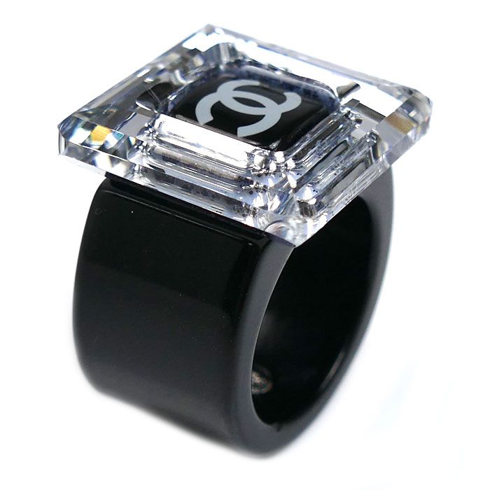 CHANEL シャネル プラスチック スクエア ミラー リング 指輪 13号 7.8g レディース