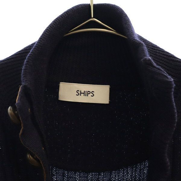 シップス ウール100％ ニット ジャケット M ネイビー SHIPS