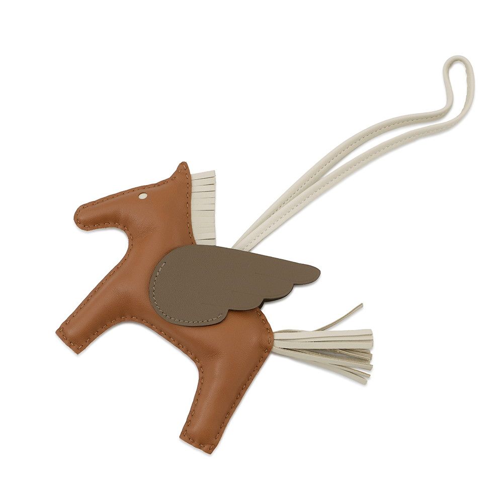 エルメス バッグチャーム ロデオ ペガサスMM ゴールド|エトゥープ|クレ ラムスキン W刻印