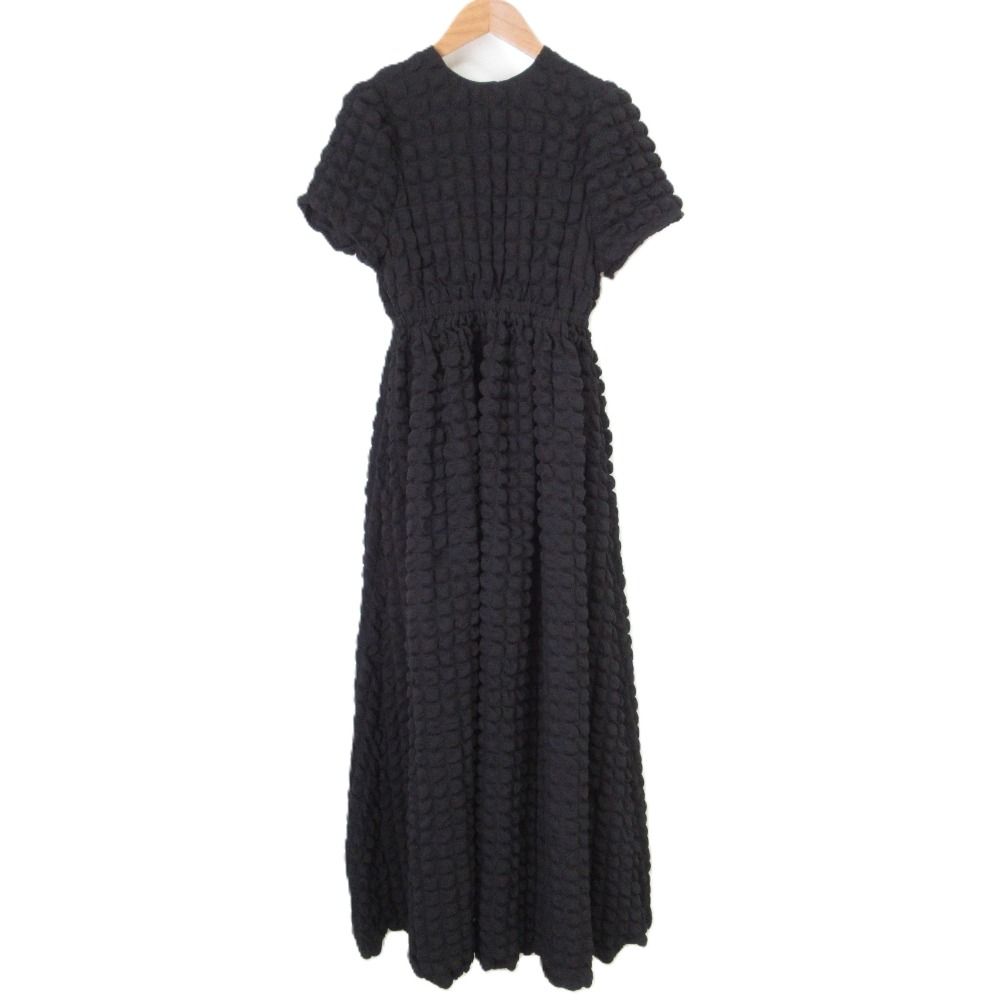 23SS TSURU by MARIKO OIKAWA ツルバイマリコオイカワ Collage ポップコーン生地 ロングワンピース ドレス DR-1239980 ブラック レディース 古着