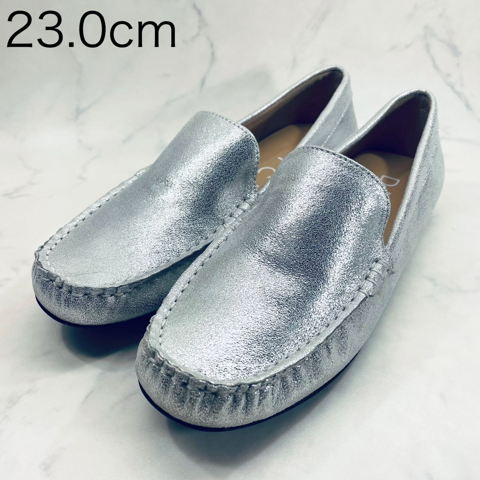 訳あり ディッシー プレーンモカシンシューズ 23.0㎝ 銀