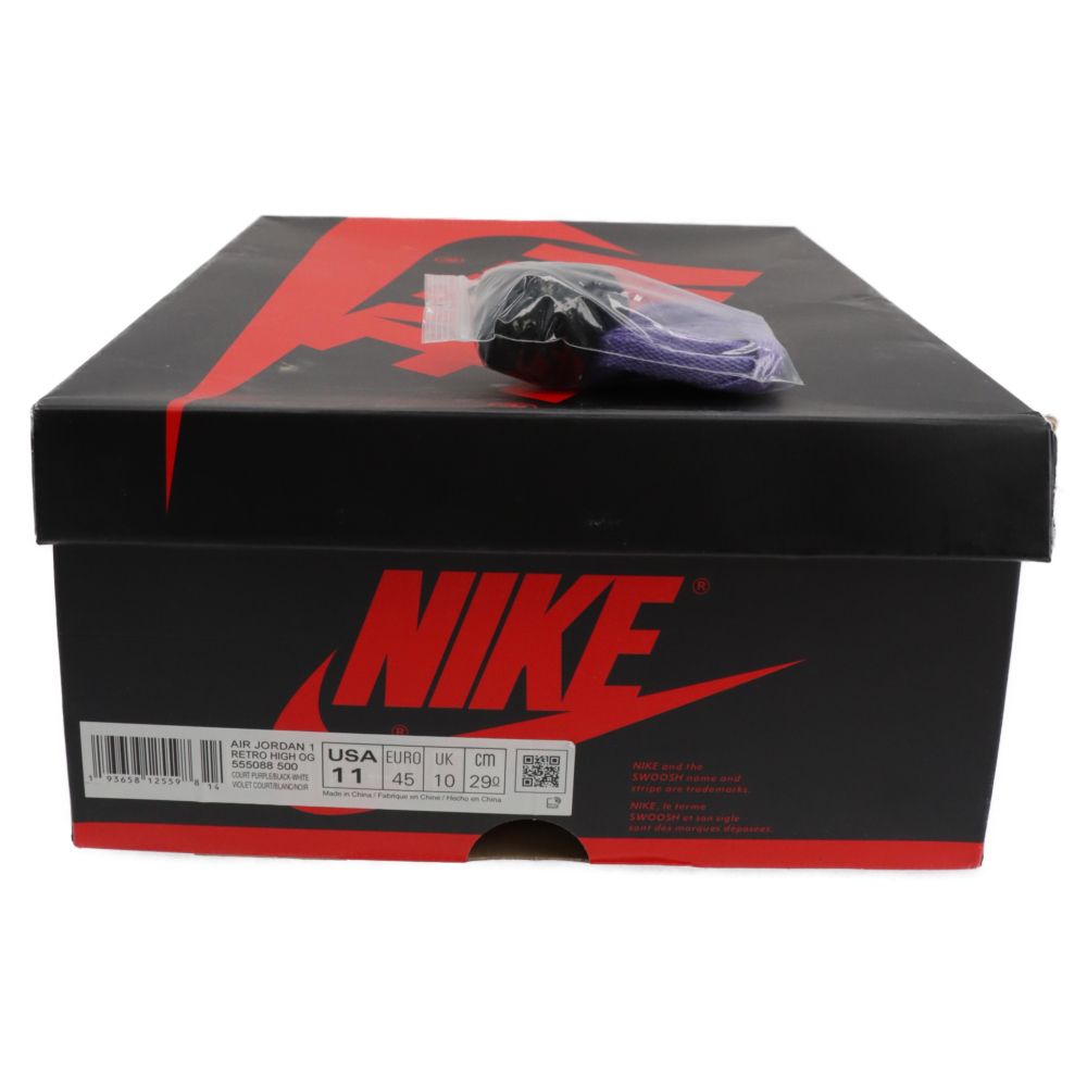 NIKE (ナイキ) AIR JORDAN 1 RETRO HIGH OG COURT PURPLE 555088-500 エアジョーダン1 レトロ  ハイ コートパープル ハイカットスニーカー US11/29cm - メルカリ